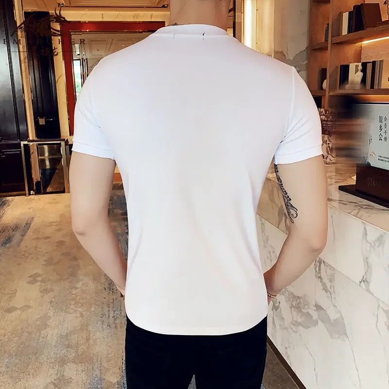 Black T Shirt for Men Plain Clothing Skinny Streetwear Muscles Gym Ordinary Man Tee Shirts Cool Loose Wholesale Aesthetic Xl Top