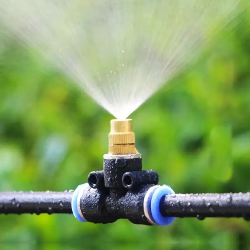Durable OD 8mm Misting Nozzle Adjustable Brass Spray Head Garden Irrigation Cooling Mist Sprayer For Greenhouse Yard