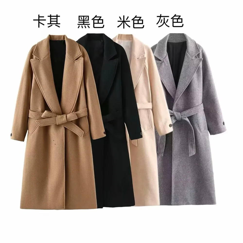 Taop&Za women's autumn and winter new fashion versatile temperament commuter style woolen coat lapel pocket