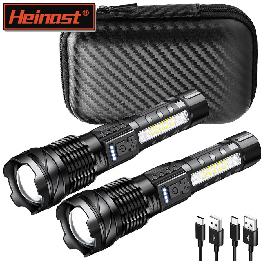 クリップ付きポータブル充電式LED COB懐中電灯、超高輝度伸縮ズーム式ハンドヘルド作業用懐中電灯、アウトドアキャンプ用