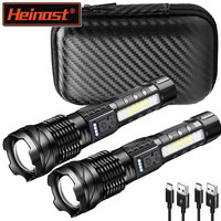 Portable Rechargeable LED COB Flashlight with Clip Super Bright Telescopic zoom Handheld Work Flashlight For Outdoor Camping