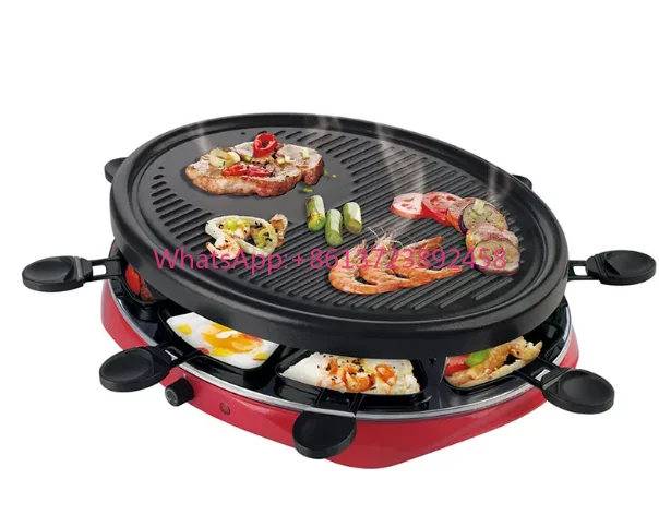 Electric  BBQ Grill Perfect Fondue Grill Combo for 8 People round electric barbecue cheese grill