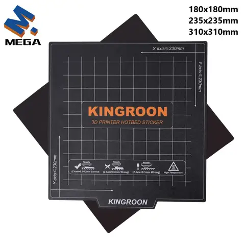 KINGROON-cama térmico magnético Flexible, 180x180/235x235mm, hoja de cama caliente para impresora 3D A + B, placa de construcción de imán suave para KP3S KP5L Ender 3