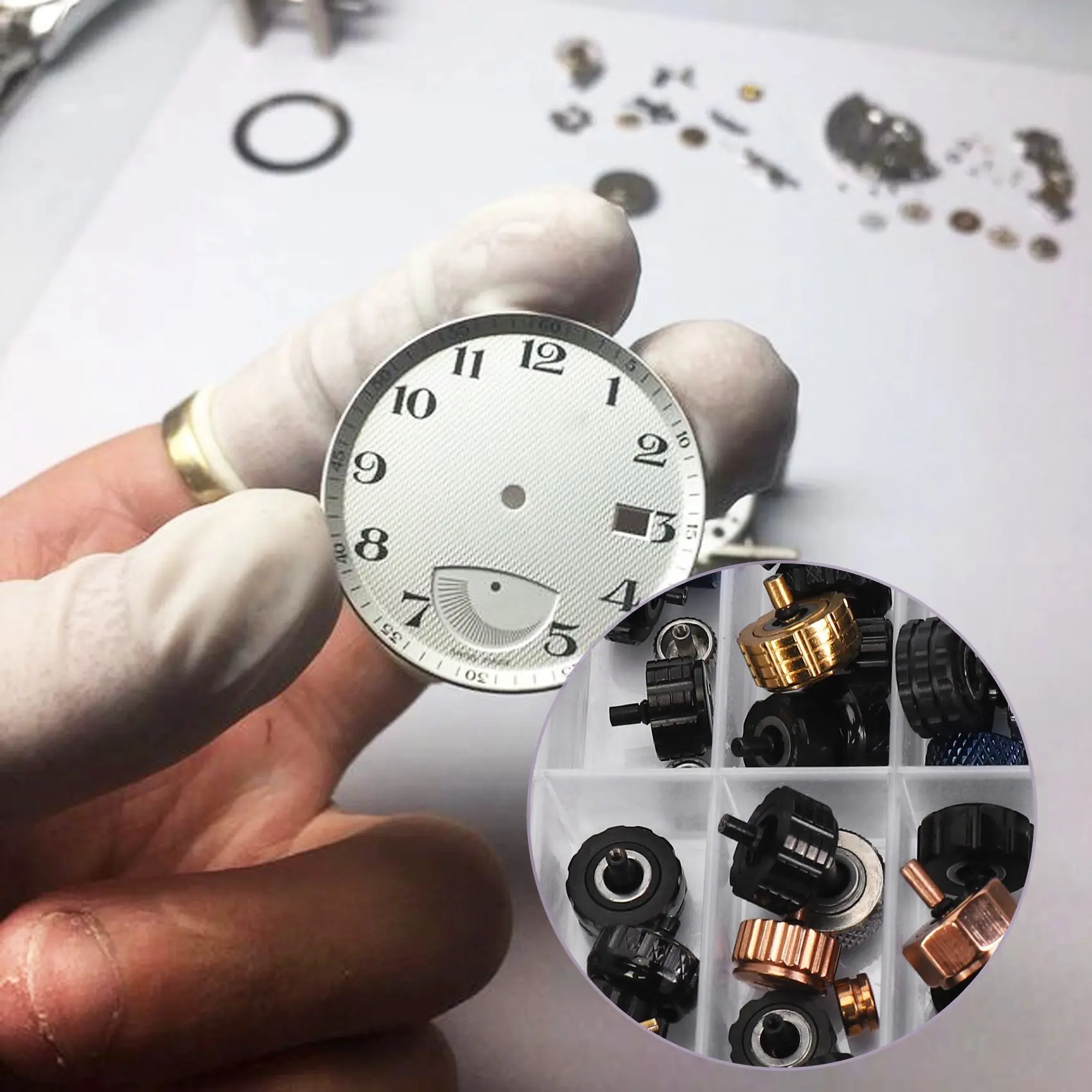 นาฬิกา Crown นาฬิกานาฬิกาสําหรับนาฬิกาข้อมืออะไหล่โดมแบนนาฬิกาอุปกรณ์เสริมซ่อมชุดเครื่องมือสําหรับช่างซ่อมนาฬิกา