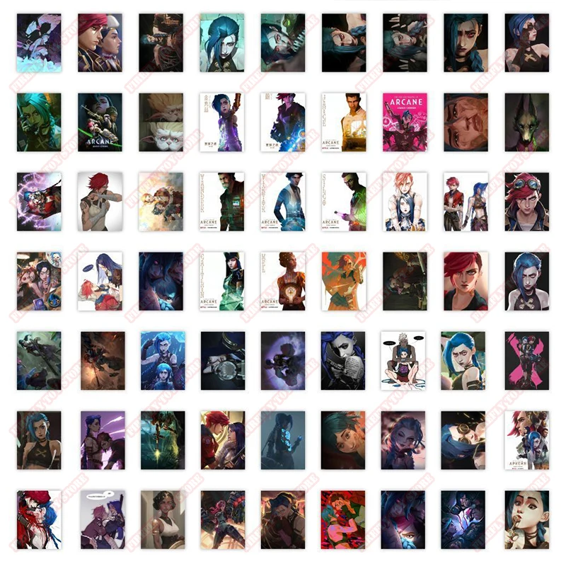 League of Legends Game Peripheral Toys Jinx Ari Timo Lovely Cute Stickers 60Pcs No Repeated Electrode Luggage Guitar Skateboard