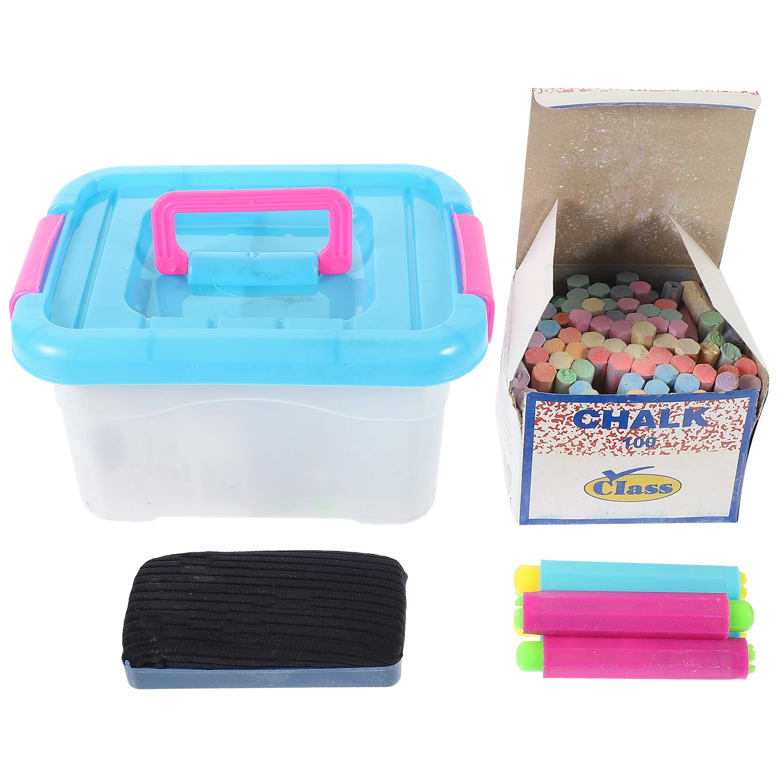 

1 set Colorful Set With Holder Eraser For Teachers Classroom Use Blackboard Writing Drawing Supplies Colored Chalk Chalk