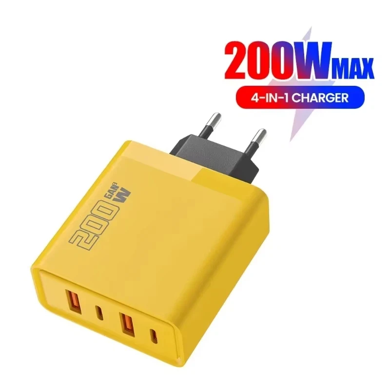 

200 Вт, 4 порта, 2 USB, 2 типа C, быстрая зарядка, зарядное устройство для мобильного телефона, USB C, адаптер для зарядного устройства для Xiaomi Huawei Iphone Samsung