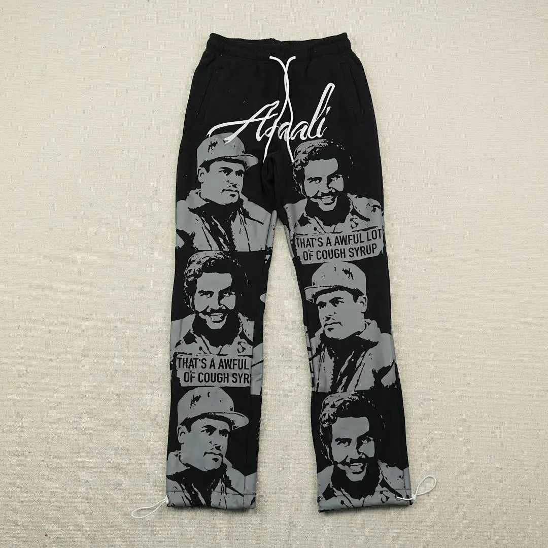 

Повседневные прямые брюки с принтом-портретом, удобные, свободного кроя, модные, весенние, из смесового хлопка