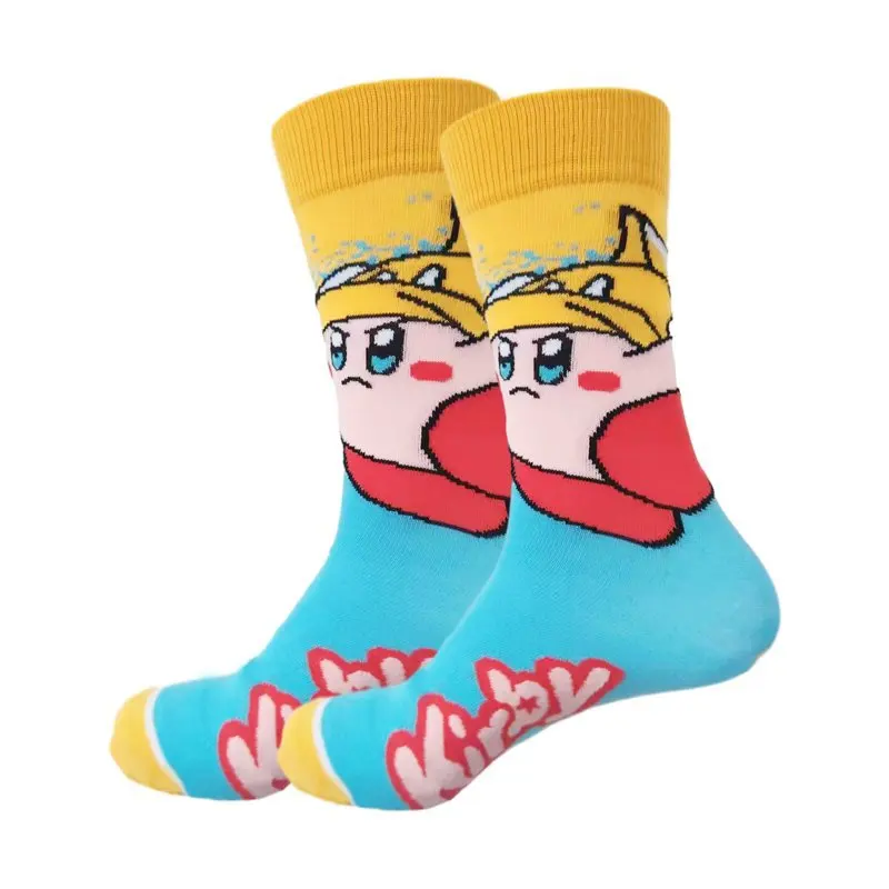 Kawaii Kirby Cotton Socks Mid-Tube Socks Sweat Absorption Breathable Leisure Socks Non-Slip Versatile Couple Cartoon Girls Gift