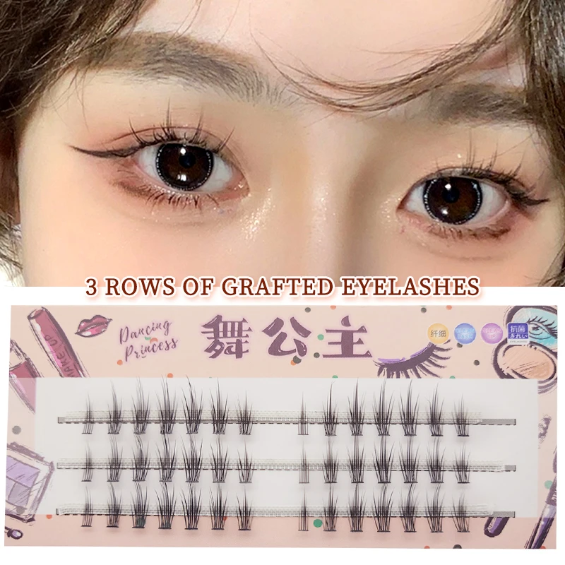 DINGSEN 3 Reihen Natürliche Flauschige Cluster-Wimpern Einzelne Manga-Wimpern Künstliche Wimpern für DIY-Verlängerungen Anime-Stil für Anfänger – Detail 1