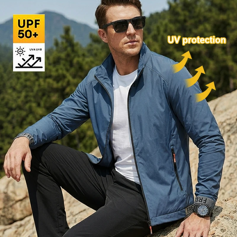 

Новые мужские солнцезащитные куртки для лета UPF50+, дышащие, легкие, из ледяного шелка, для активного отдыха, рыбалки, с защитой от солнца
