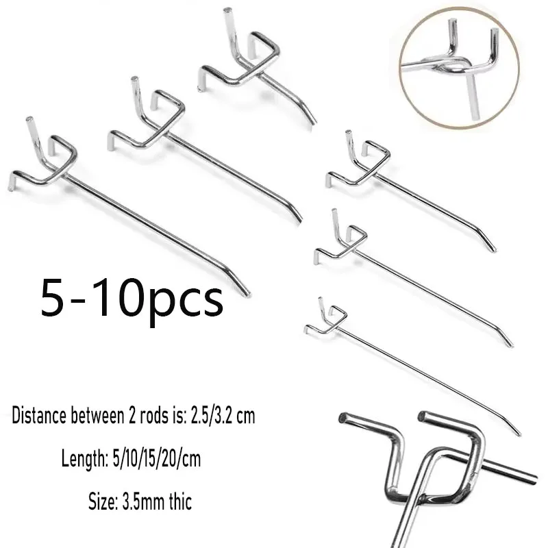 5-10Pcs Convenient Retail Shop Mesh Stall Hangers Wall Hook Coat Bag Supermarket Shelf Hook Metal Universal Mesh Panel Hooks
