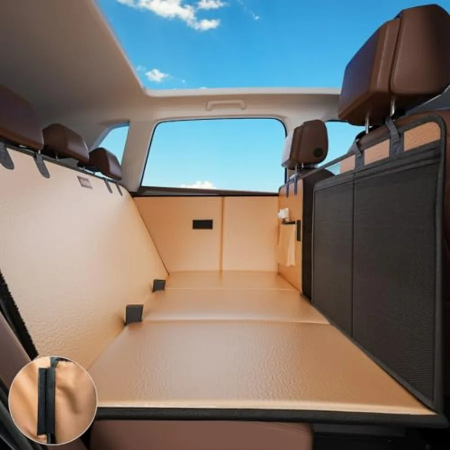 

Dog Car Seat Cover for Back Seat Upgraded PU Leather Back Seat Extender with Hard Bottom Holds 400LBS Waterproof Anti-Scratch L