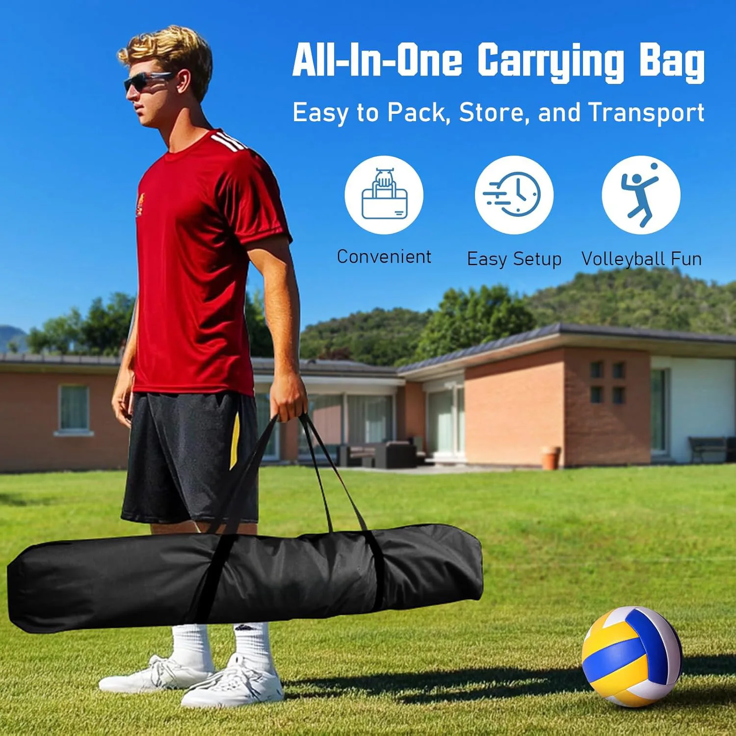 Portable Outdoor Adjustable Height Volleyball Training Net Independent Practice Equipment for Volleyball Players