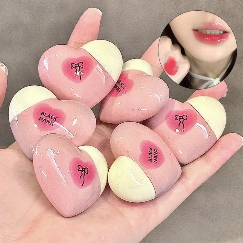 Cute Love Heart Lipstick Mirror Water Gloss Lip Tinted Waterproof Lasting Clear Oil Jelly Lip Gloss Korea Makeup Girl Cosmetics