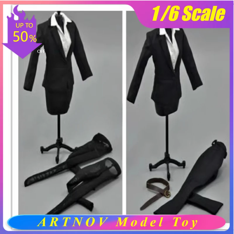 

1/6 Soldier Female Black Business Suit fit for 12 Inch Female Action Figure Accessory Model Toy