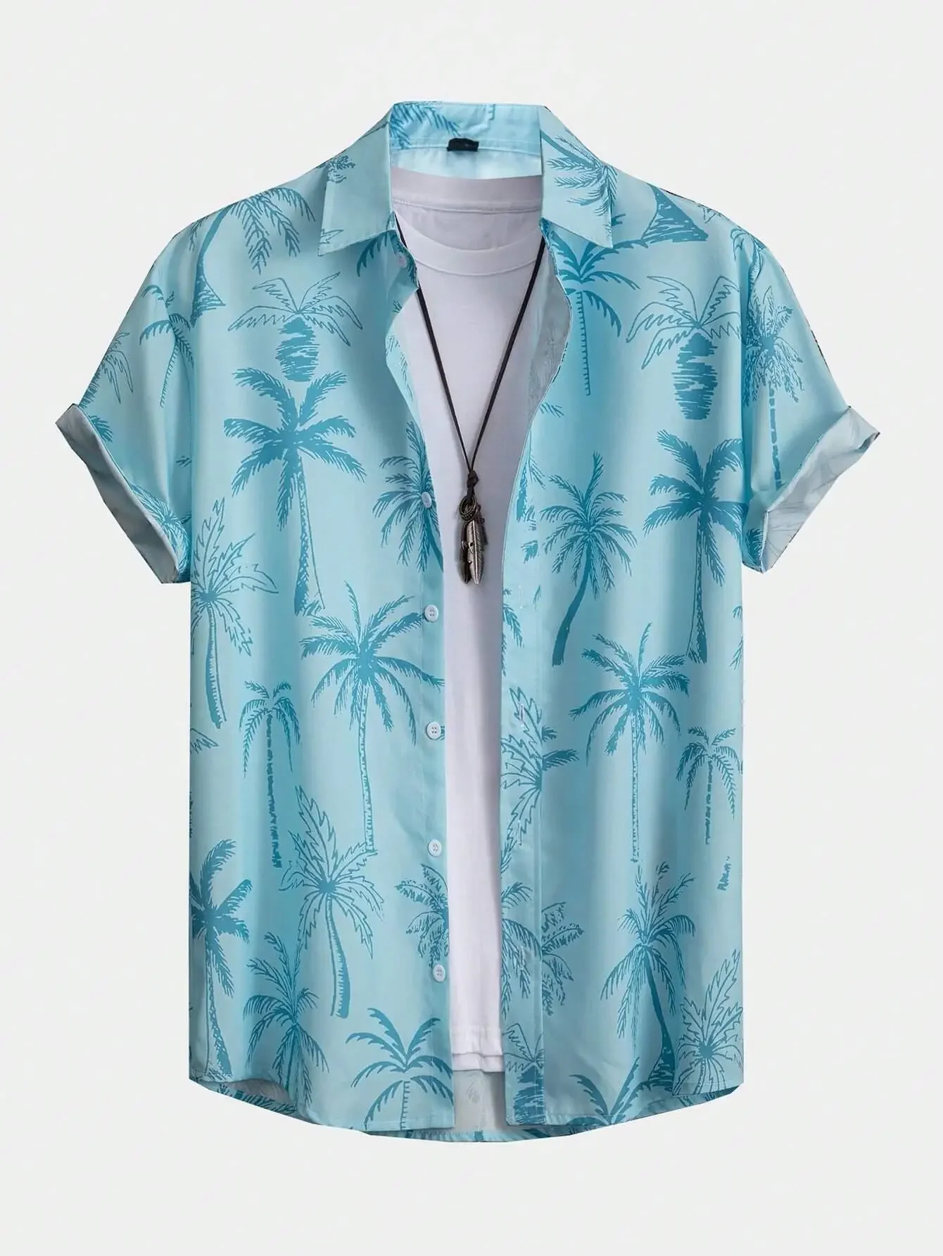 Men's summershirts  printed coconut pattern summer shirt, new style loose men's clothing, short-sleeved buttoned shirts