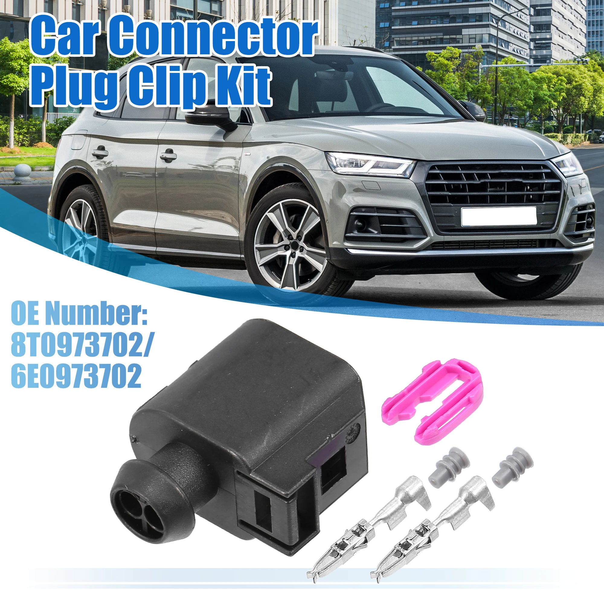 X Autohaux 1 Set No.8T0973702/6E0973702 2 Pin ABS Sensor Connector Adapter Plug Clip Kit Replacement for VW for Audi