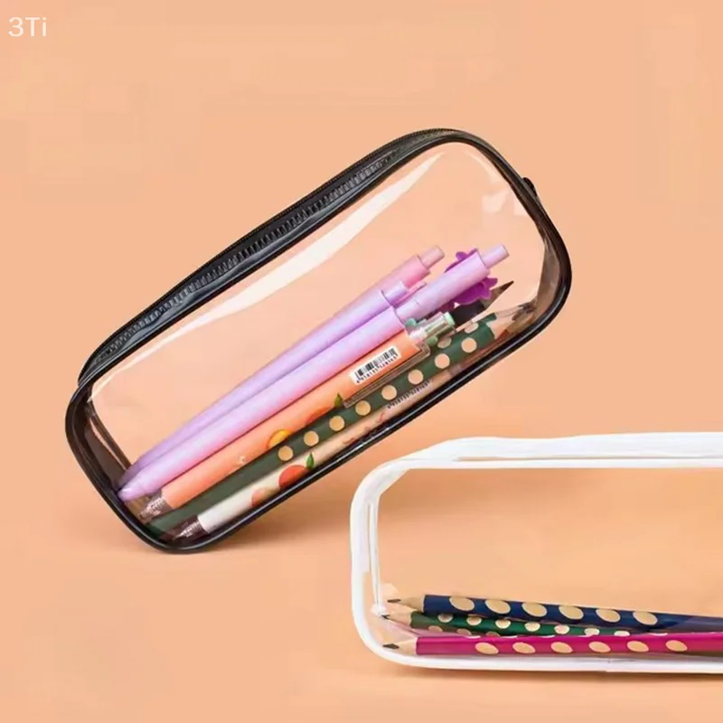 Girl Boy Student Makeup Brush Pencil Case Pouch Transparent Women's Cosmetic Bag Waterproof Zipper Makeup Bag Travel Accessories