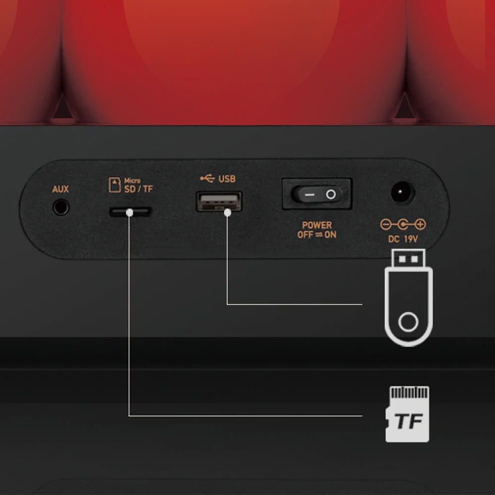 T20 튜브 앰프 블루투스 스피커, 슈퍼 베이스 붐 박스, 무선 스테레오 서브우퍼 지원, TF, USB, AUX, 원격 제어, 50W