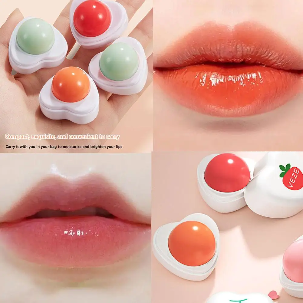 Lindo bálsamo labial portátil, sabor a fruta, maquillaje, cuidado de esférica, bálsamo labial no graso, hidratante labial P1h9