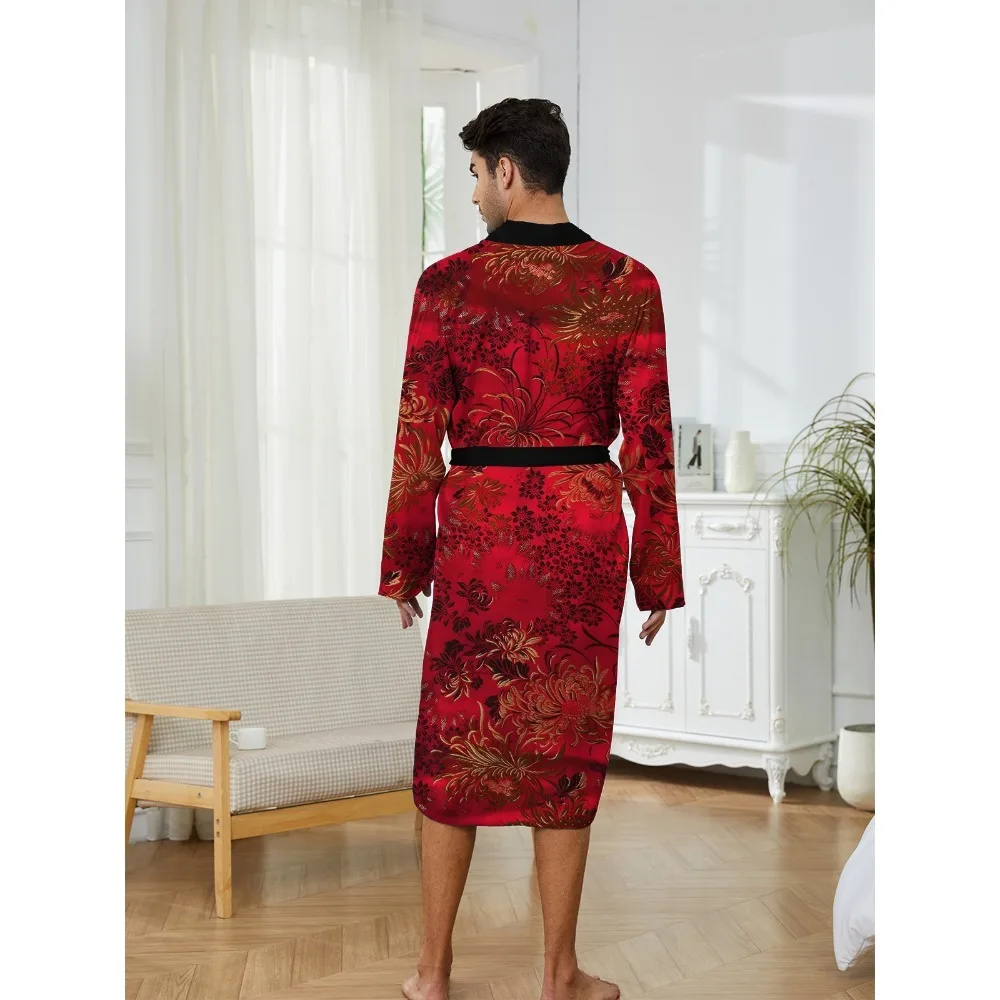 Men's fashionable casual home quick drying men's entertainment pajamas, digital printed floral patterns fun men's pajamas