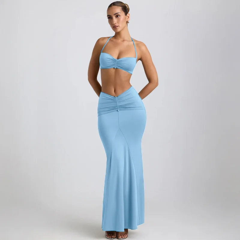 

Europe and the United States wind summer new hanging neck sling sexy hip skirt suit fashion women's clothing