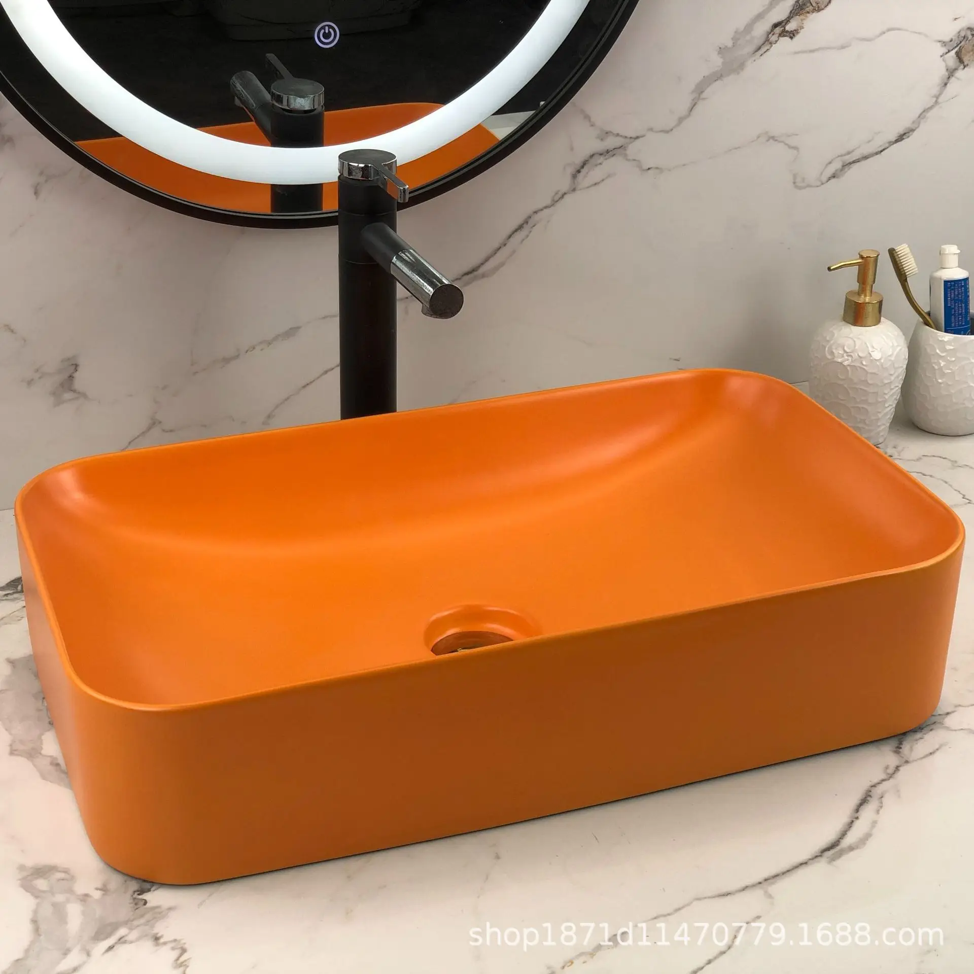 

Ceramic Table Basin Orange Wash Bathroom Art Washbasin Balcony Wash Single