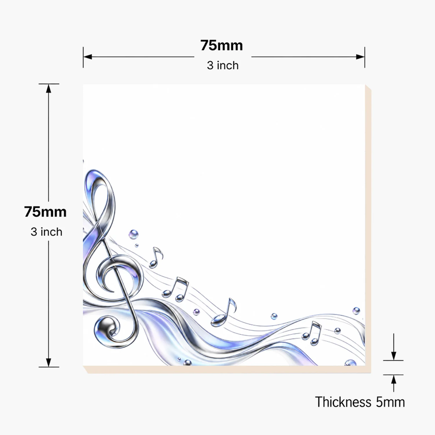 2PCS Music Notes Sticky Notes 100 Sheets Blue Treble Clef Musical Staff Memo Pads Writing Reminder Office School Stationery