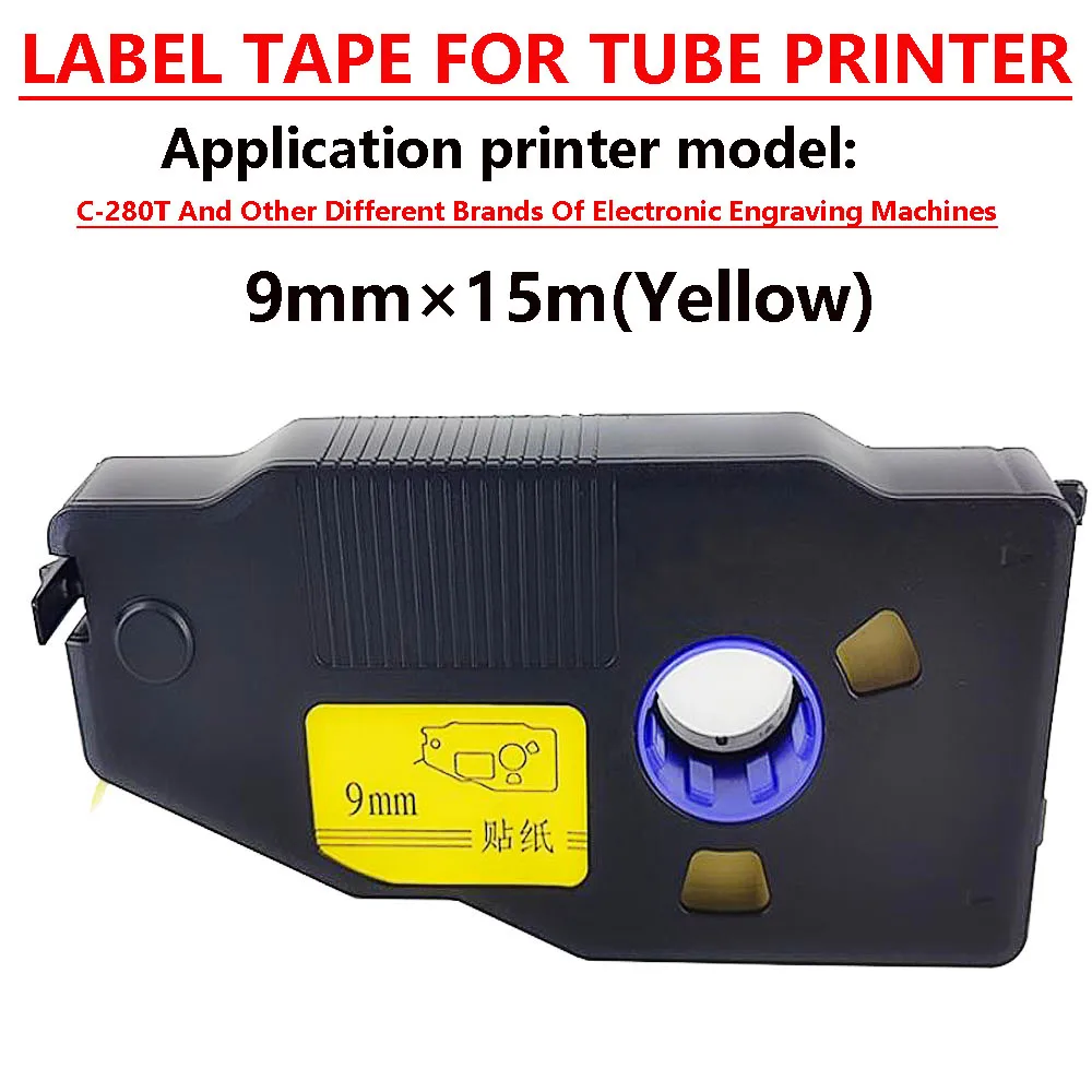 Original Label Tape Cassette 9mmx15m Yellow Adhesive Paper Label For Wire Cable ID Printer C-280T Electronic Writing Machine