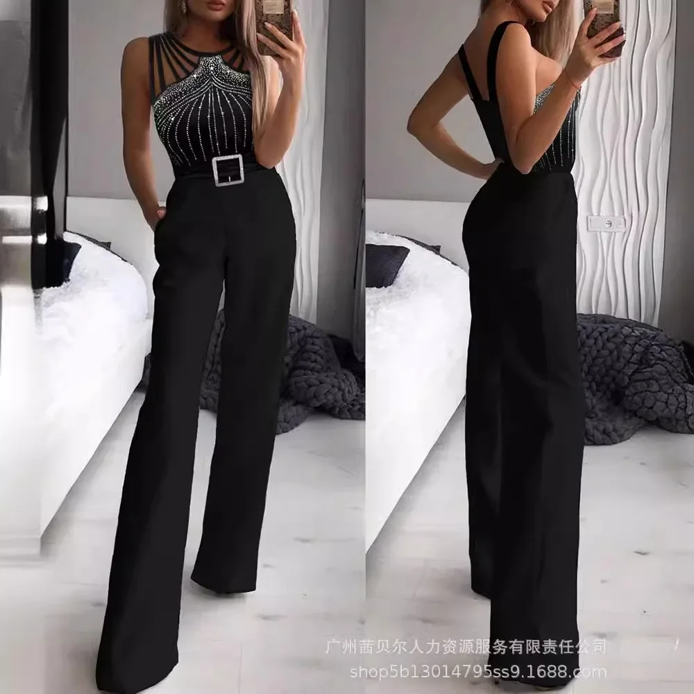 

Jumpsuits Women Print Floral One Piece Strapless Wide Leg Long Pants Overalls Elegant Splice Slim Night Party High Waist Rompers