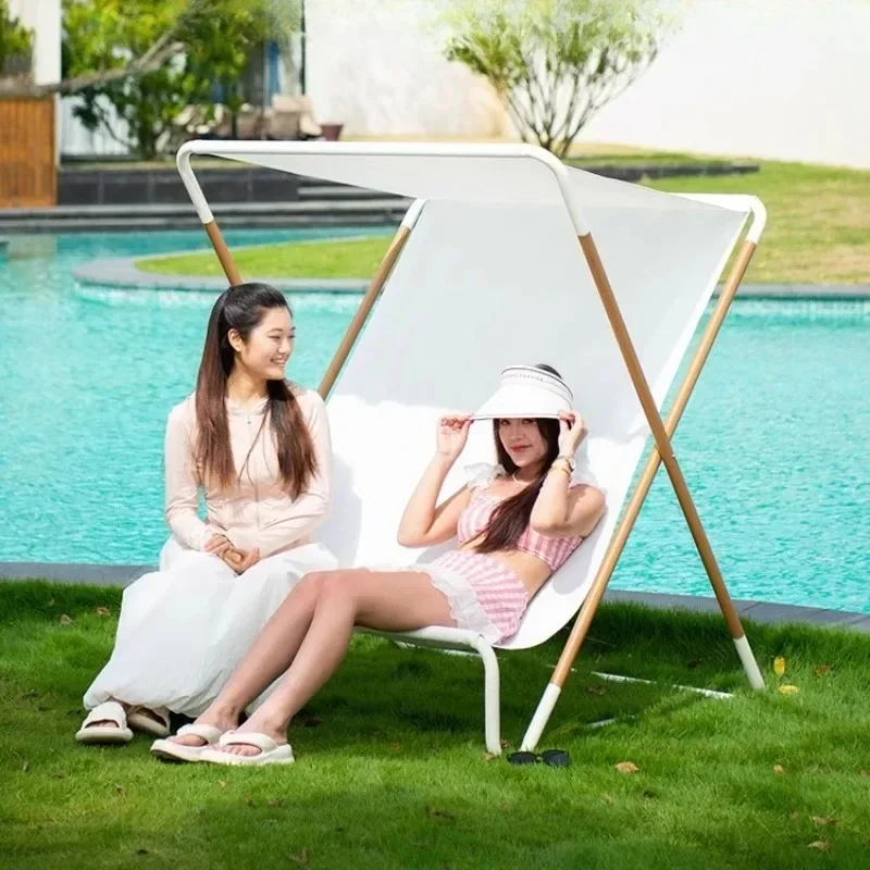 

Shade coffee courtyard camping chair double garden leisure bed