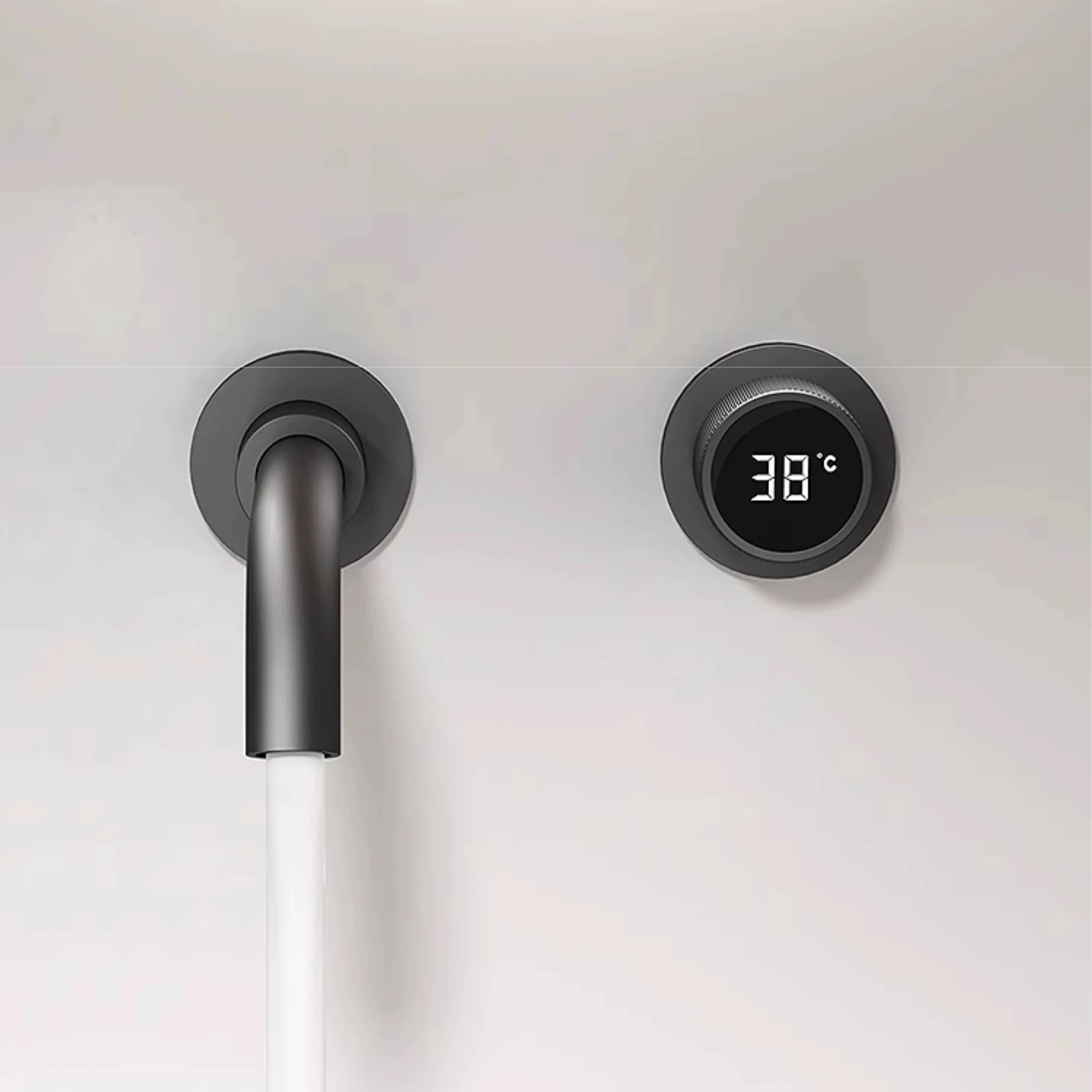 

Черный смеситель для ванной комнаты, интеллектуальный цифровой дисплей, двойное управление холодной и горячей одной ручкой, латунный настенный смеситель для раковины