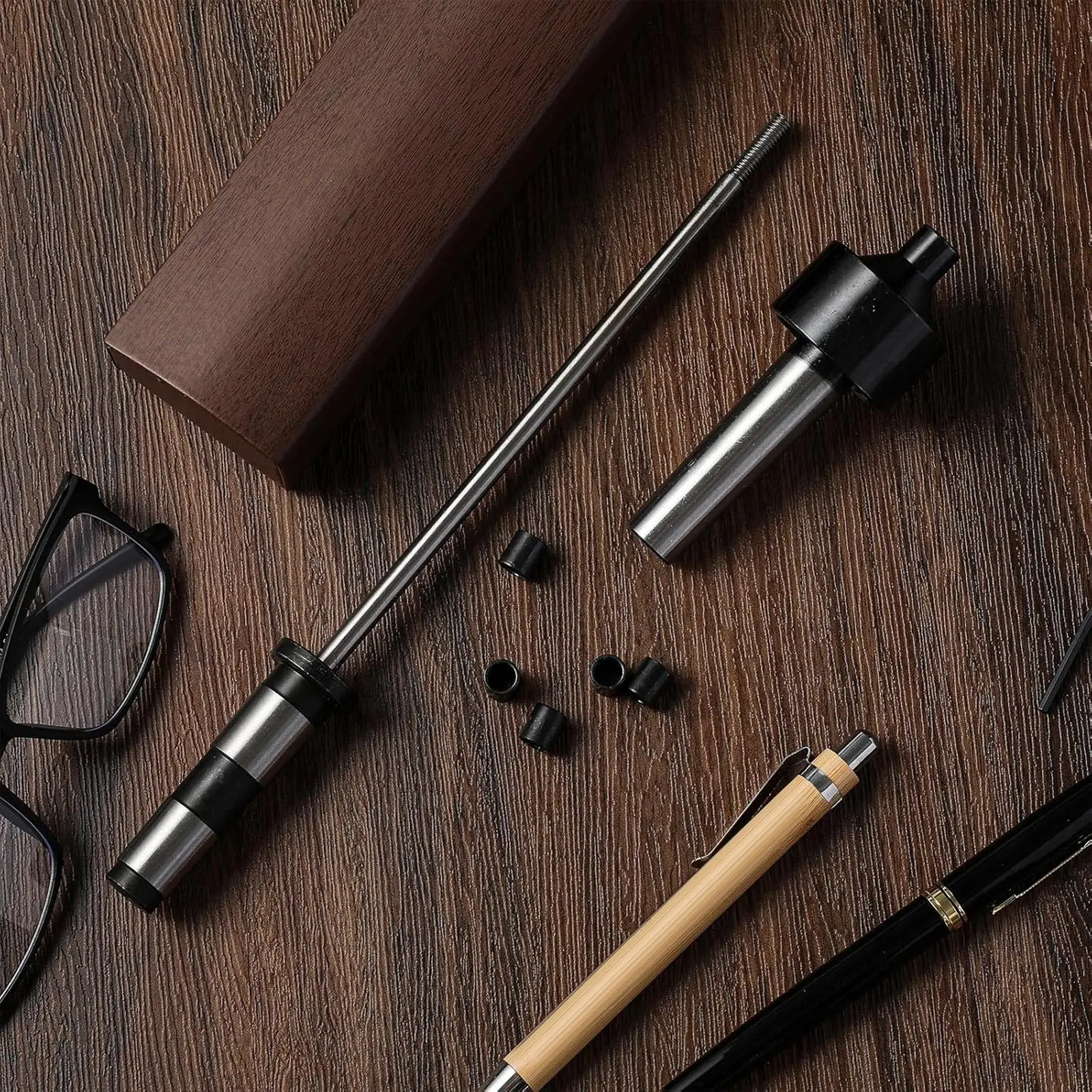 

Mandrel Saver Pen Turning Kit Carbon Steel Adjustable Bushings Woodturning Lathe Accessories for Craft Workshop