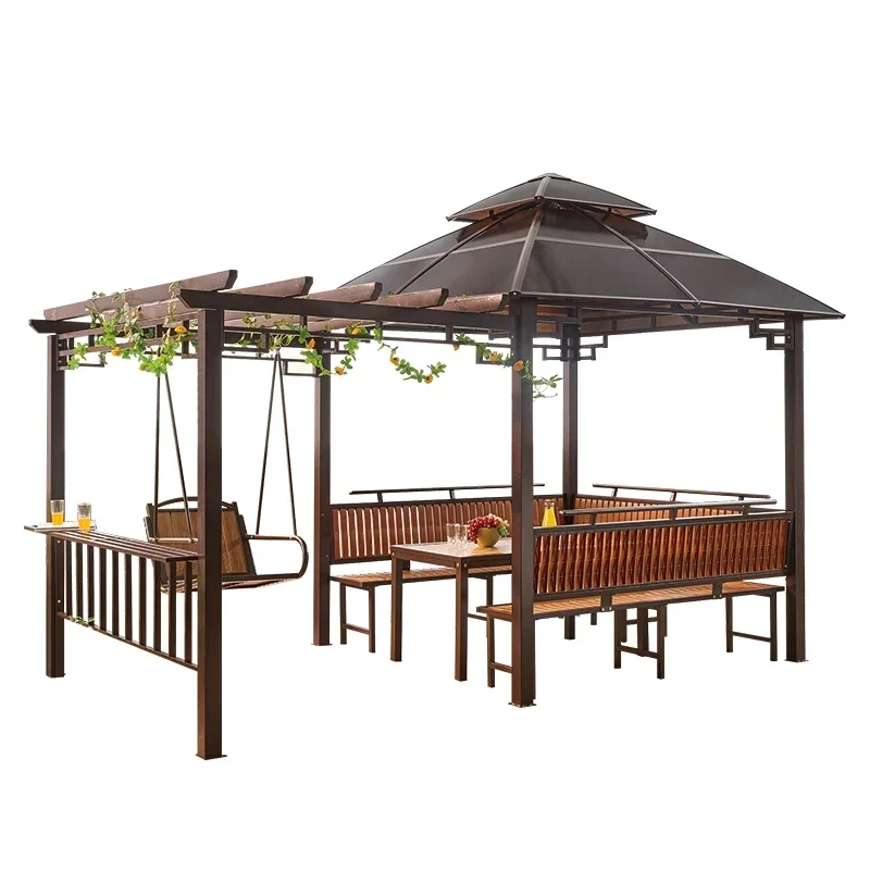 y8- Gazebo Tent Wooden House Villa B & B Courtyard Awning Four Corner Pavilion Terrace Garden