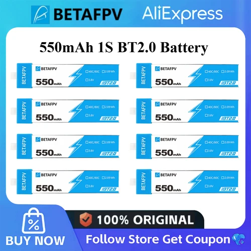 BETAFPV 1S 550mAh 40C/80C RC batería FPV Lipo BT2.0 conector para Meteor75 Pro HD Cetus Pro Cetus X
