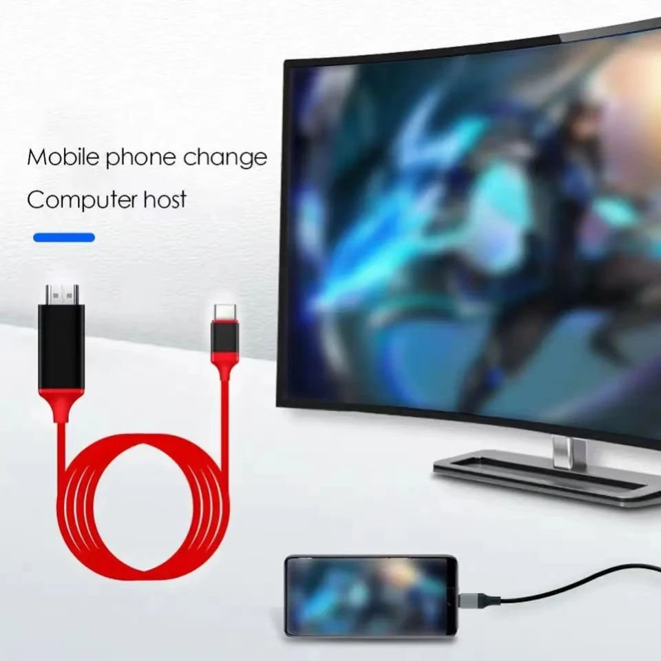 Usb C To Hdmi-Compatible 4k/30hz Video Cable 1080p Type C 3.1 Hdtv Cord Same Screen For Macbook Pro Chromebook Pixel