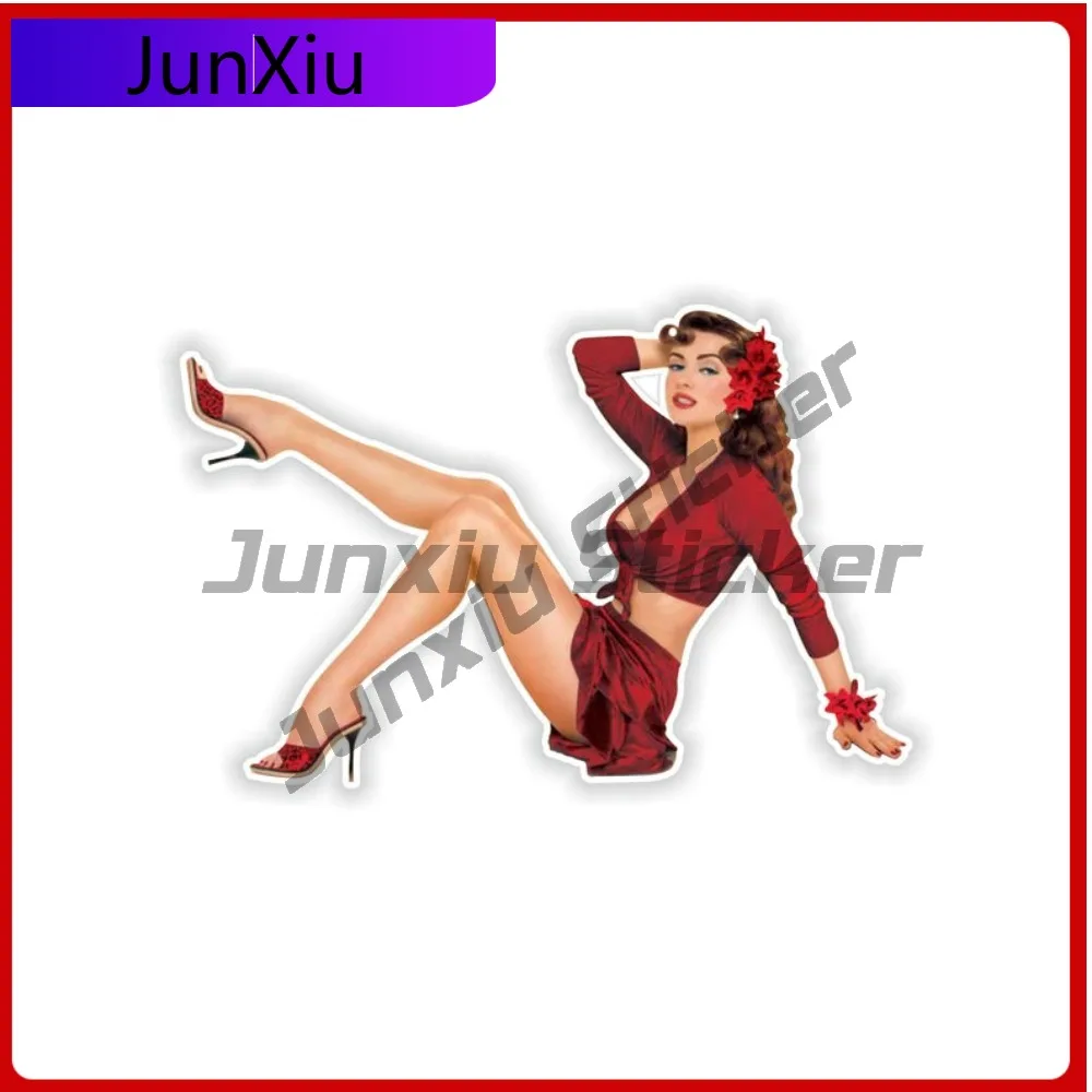 

Наклейка Pin Up для девочек, винтажные сексуальные красные пижамные наклейки, наклейки против царапин, декоративные наклейки для ремонта мотоцикла, кемпера, аксессуары