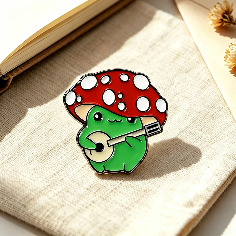 Cute Frog Mushroom Pins 7-style Enamel Cartoon Wizard Frog Lovely Animal Brooch Pin On Bags Clothes Lapel Badge Gifts