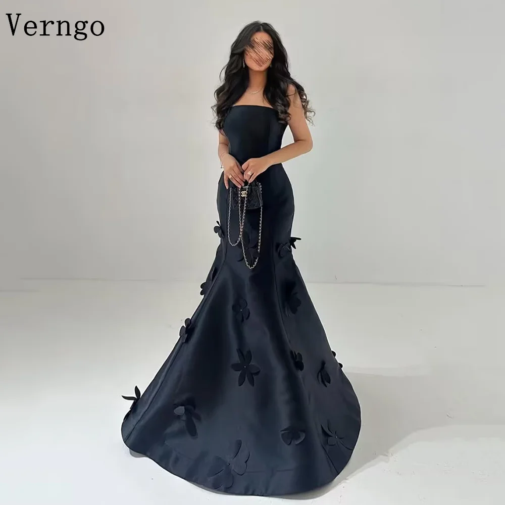 Verngo Zwart Satijnen Avondjurk Uit De Schouder Zeemeermin Applicaties فسات Bravo Juanة Maxi Formele Gelegenheidsjurk Aangepast
