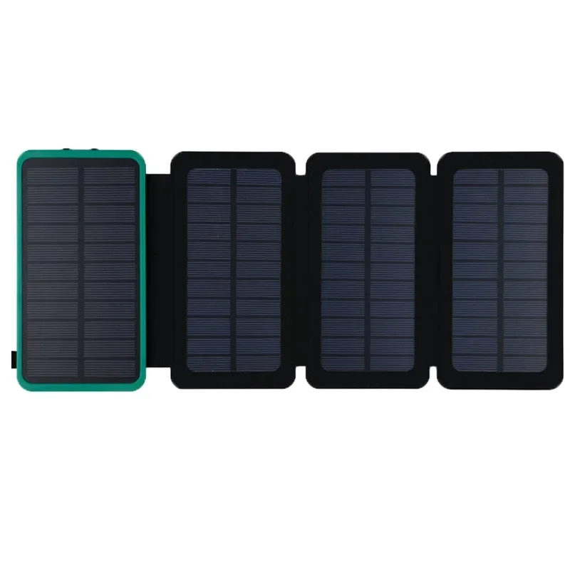 Batterie Externe Solaire 8000mAh, Panneau Pliable, Chargeur Sans Fil Qi, Chargeur de Téléphone