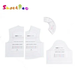 Multi-size Girls' Shirt Pattern Template with Sleeve and Collar Measurements Children's Clothing Design Ruler