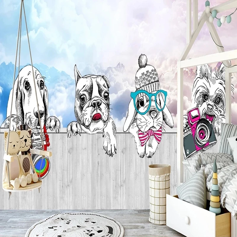 Customized Photo Wallpaper 3D Cartoon Animal Puppy Children Room Mural Living room sofa TV background wall bedroom restaurant 8d