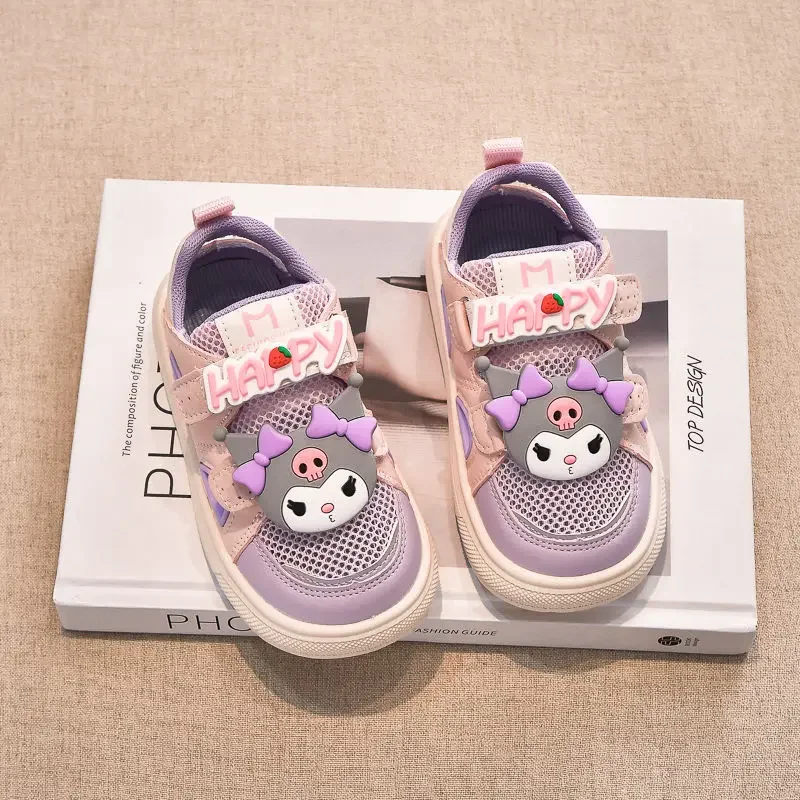 

Sanrio Kuromi Girls Mesh Sneakers Kawaii Anime Cinnamoroll Children Sports Sandals Summer Cute Breathable Shoes Kid Gift