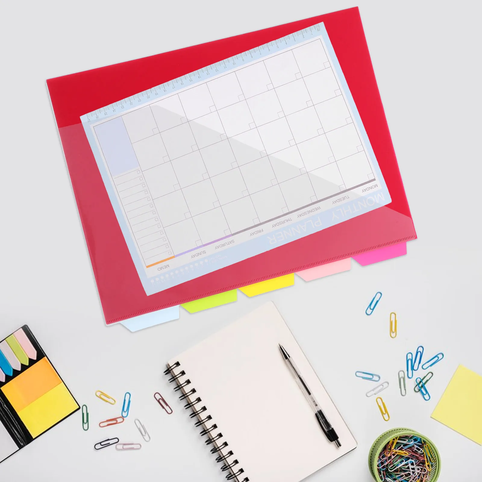 

5Pcs Office File Folder PP Binder Dividers with Tabs Pocket Index Sheet Organizer Document Holder School Home Tab Folder