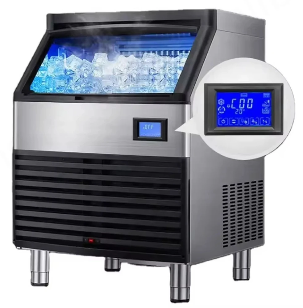 Large Capacity Commercial Ice Cube Maker 1000 Lb/Day 60kg Stainless Steel Air-Cooled Ice Machine 3.8KW 1 Year Warranty Pump