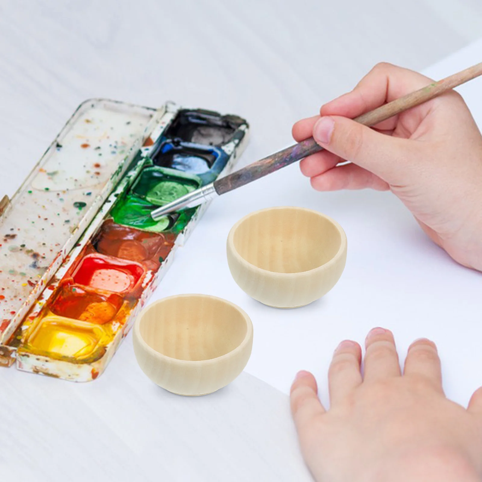 

10Pcs Natural Wood Bowls DIY Unpainted Wooden Craft Bowls for Drawing Painting Handicrafts Party Wedding Decor Items