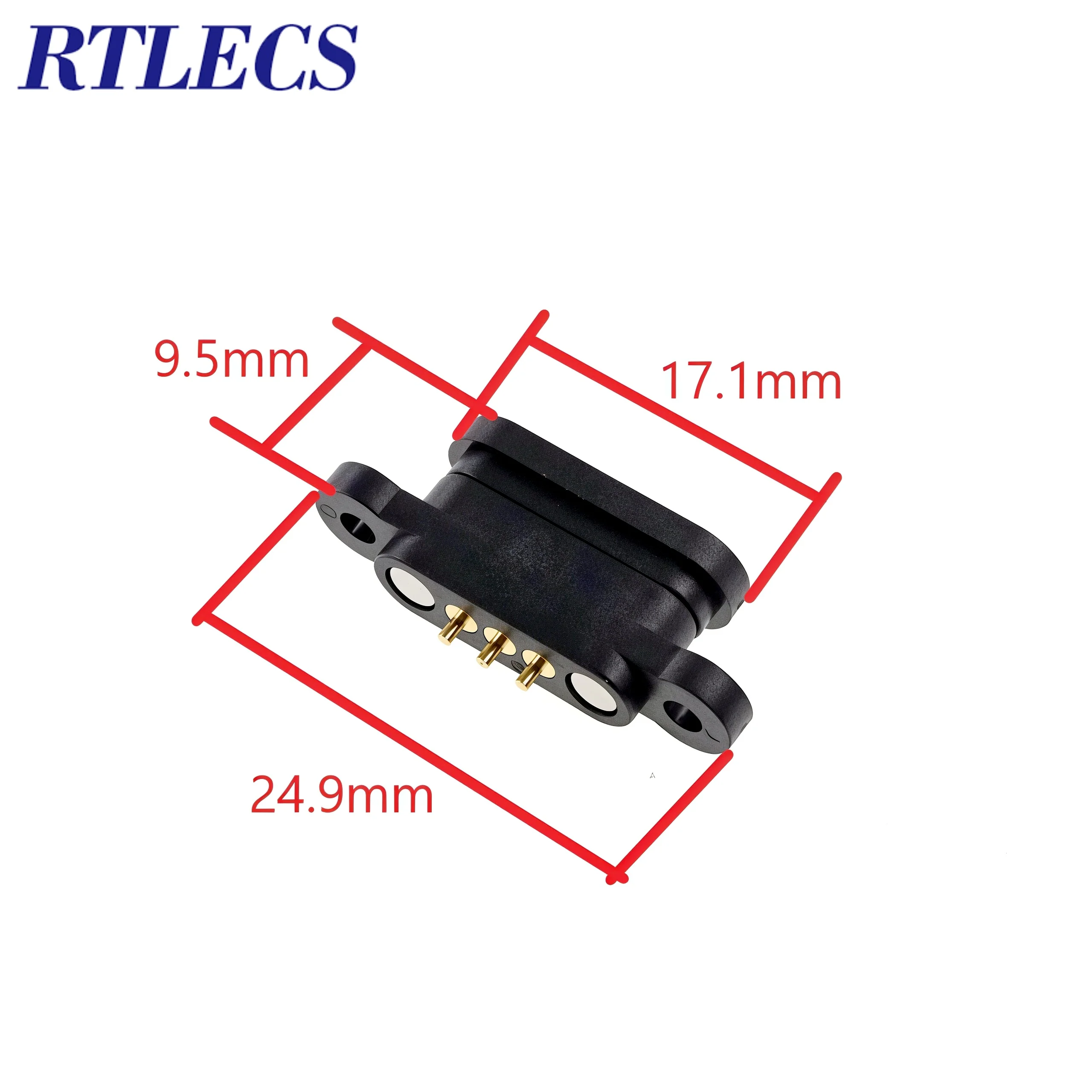 1 Pair Magnetic Spring Pogo Pin Connector 3 Pole Pitch 2.3 MM Through Holes PCB Mount Male Female Probe Power Charge