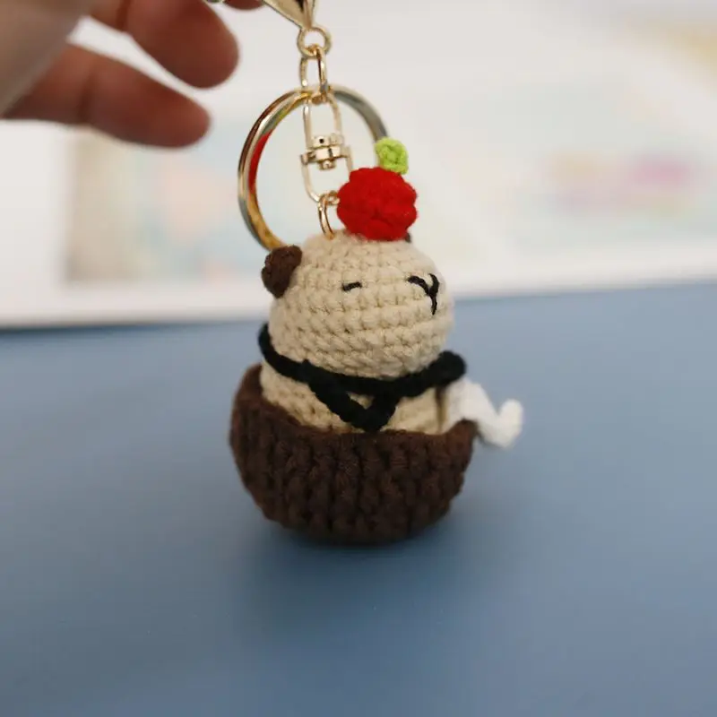 

Knitting Capybara Doll Keychains Cute Crochet Keyrings For Car Keys Handmaking Knitted Duck Keychain Bag Pendant Creative Gifts