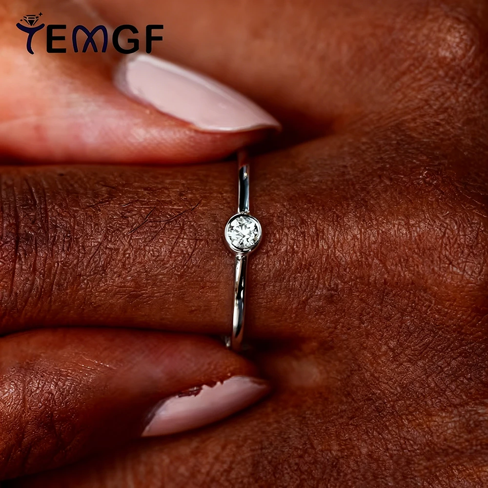 

TEMGF 925 Серебряное изящное кольцо для женщин 3 мм с инкрустацией из муассанита, блестящие ювелирные изделия, подарок с сертификатом, модный предмет для поездок на работу